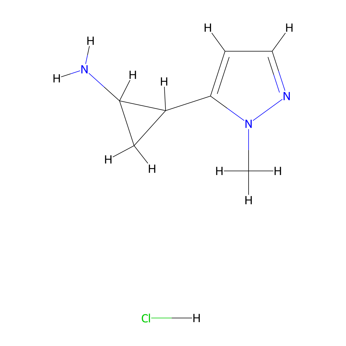 2-(1-methyl-1H-pyrazol-5-yl)cyclopropan-1-amine hydrochloride molecular structure, CAS 1820711-56-5