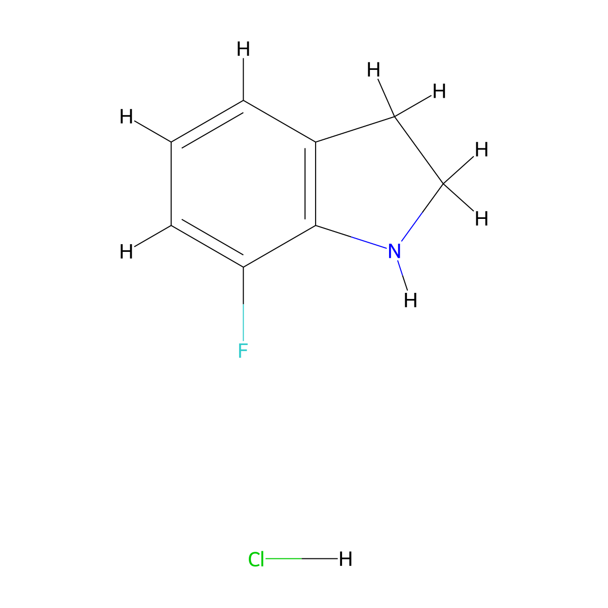 7-Fluoroindoline hydrochloride molecular structure, CAS 1820711-83-8