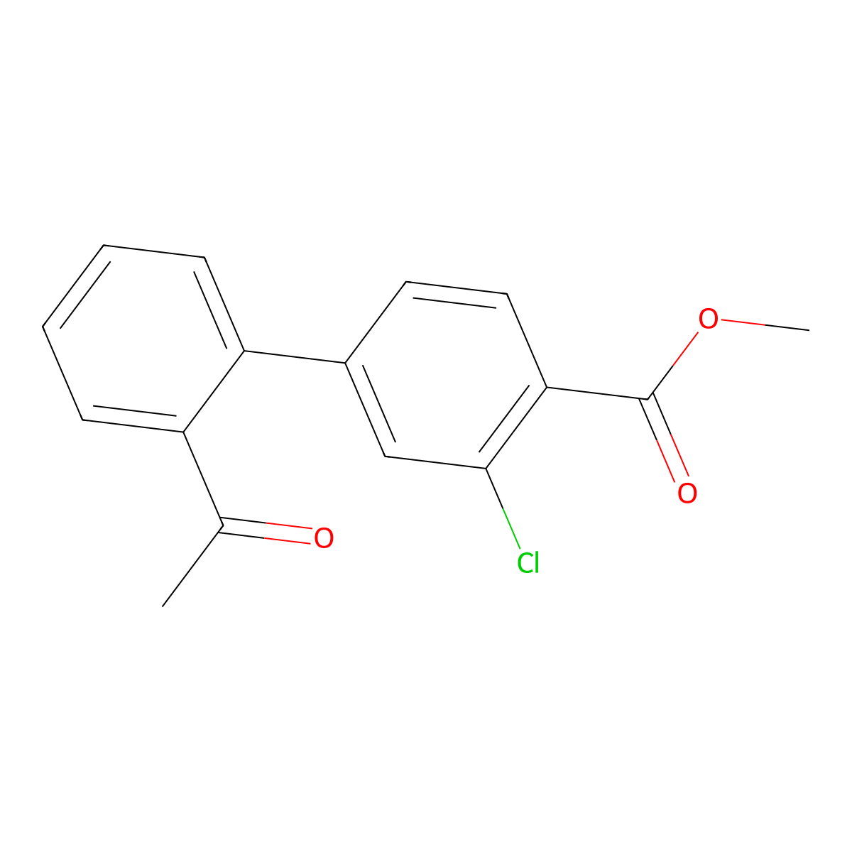 Methyl 4-(2-acetylphenyl)-2-chlorobenzoate molecular structure, CAS 1820711-85-0