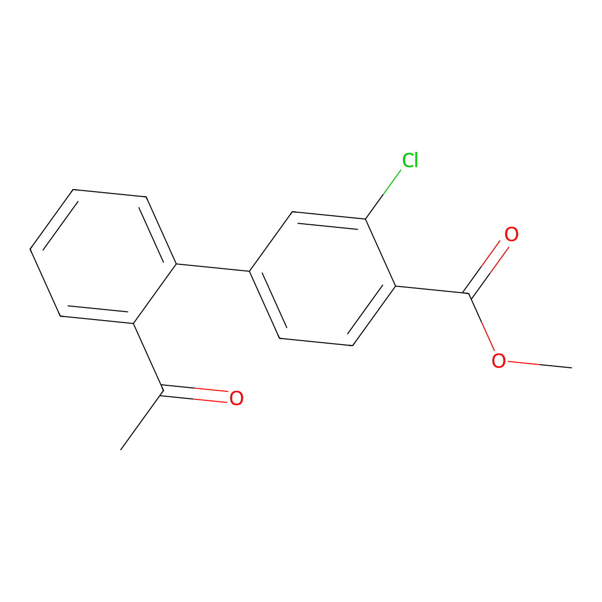 Methyl 4-(2-acetylphenyl)-2-chlorobenzoate molecular structure, CAS 1820711-85-0