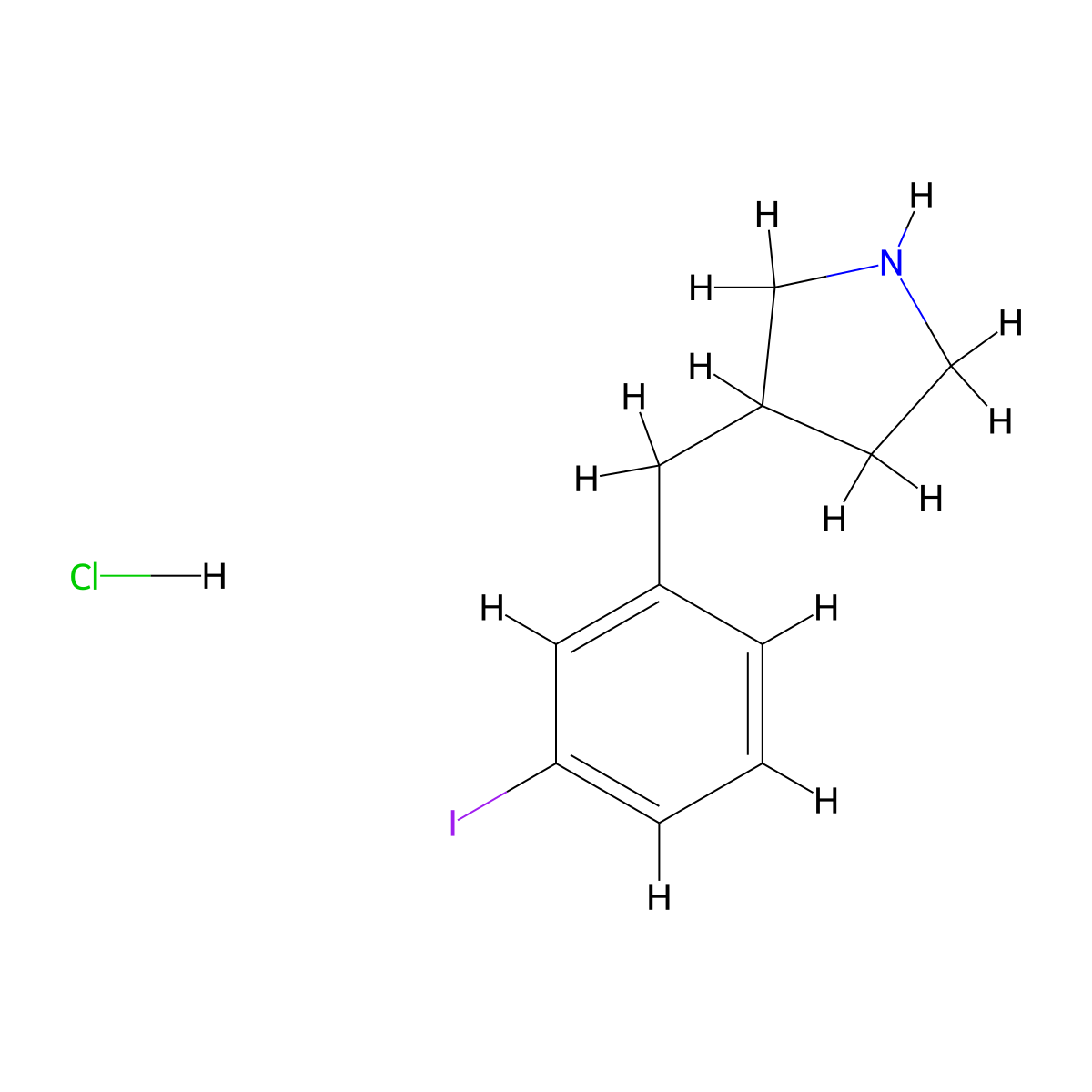 3-[(3-Iodophenyl)methyl]pyrrolidine hydrochloride molecular structure, CAS 1820711-89-4