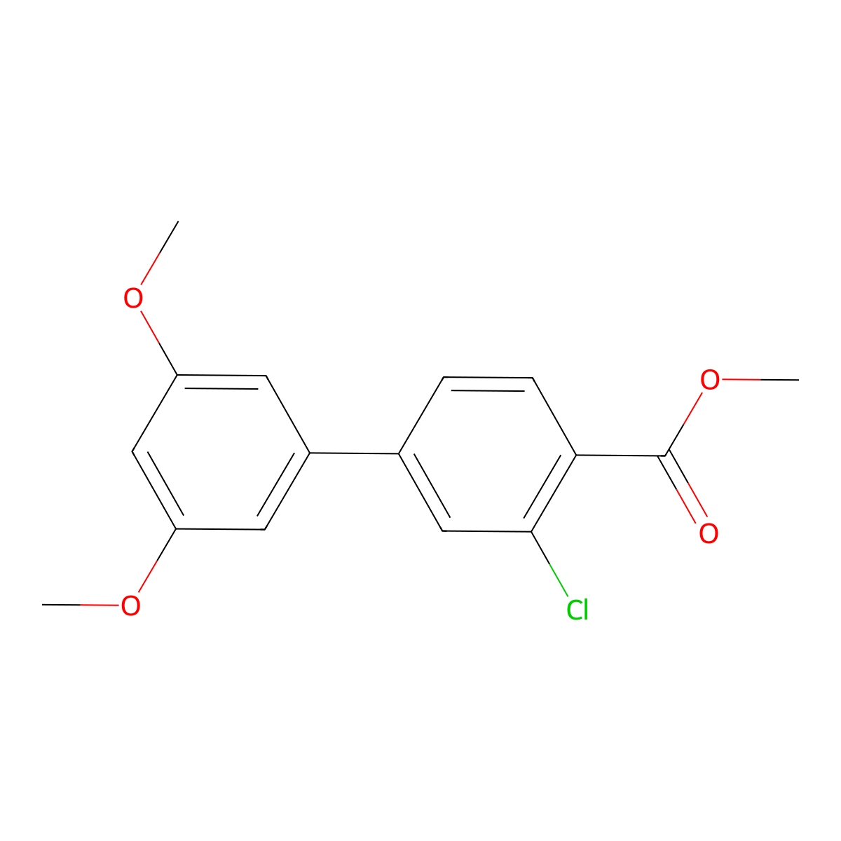 Methyl 2-chloro-4-(3,5-dimethoxyphenyl)benzoate molecular structure, CAS 1820711-92-9