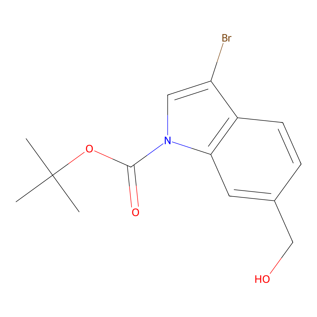tert-Butyl 3-bromo-6-(hydroxymethyl)-1H-indole-1-carboxylate molecular structure, CAS 1820712-08-0