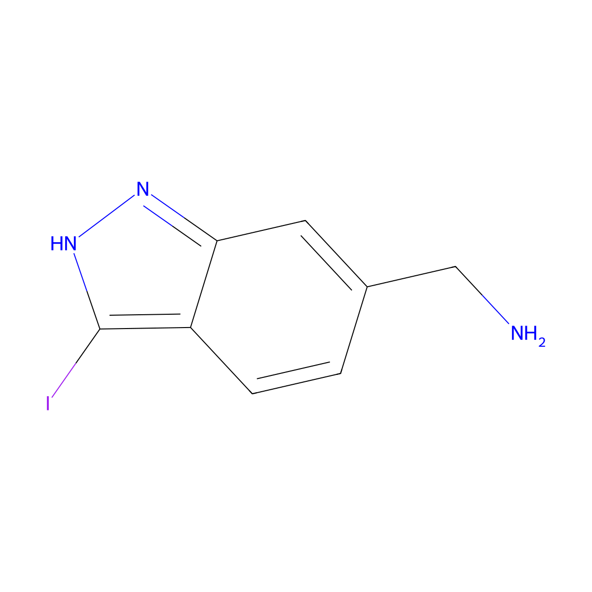 (3-iodo-1H-indazol-6-yl)methanamine molecular structure, CAS 1820712-10-4