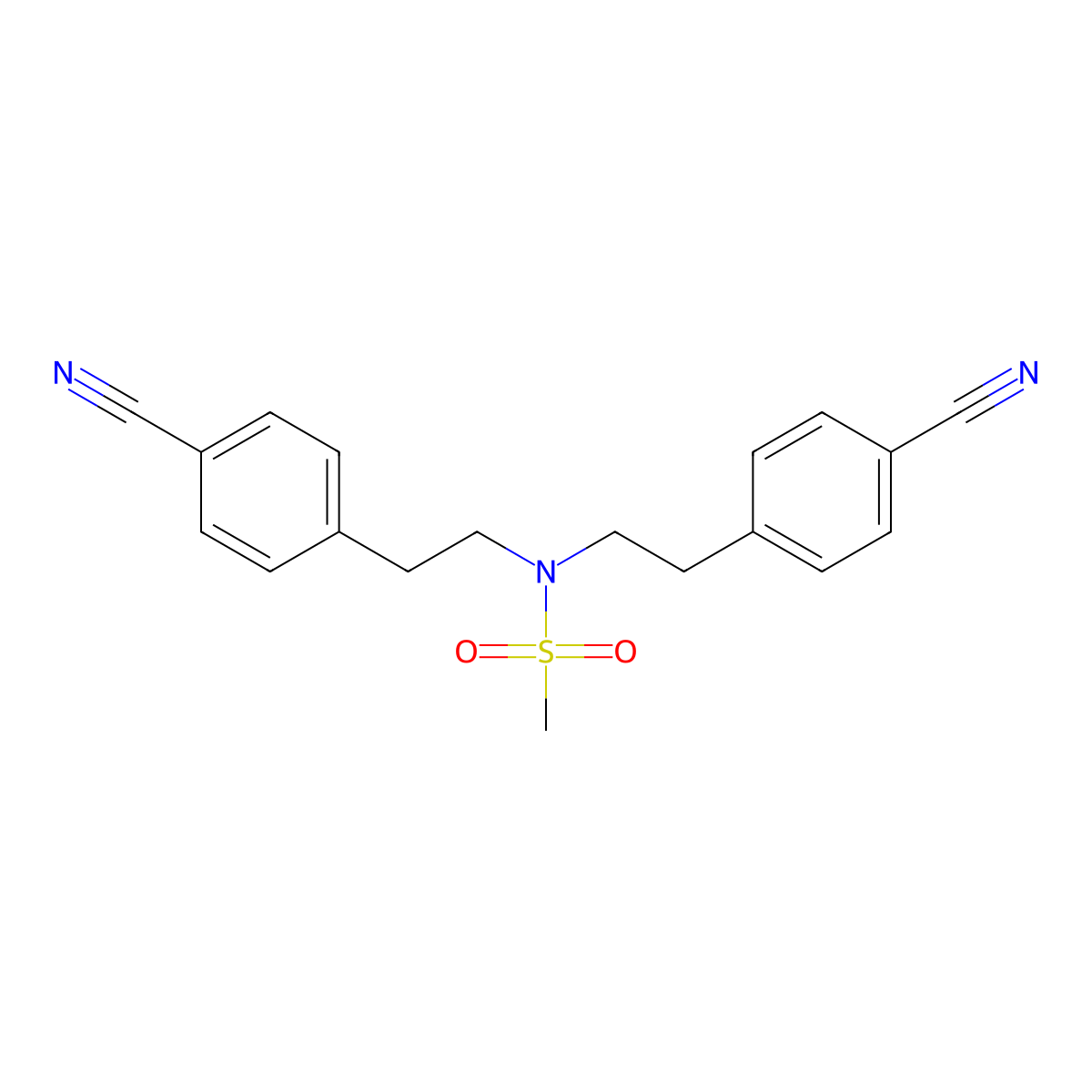 N,N-Bis(4-cyanophenethyl)methanesulfonamide molecular structure, CAS 1820712-14-8