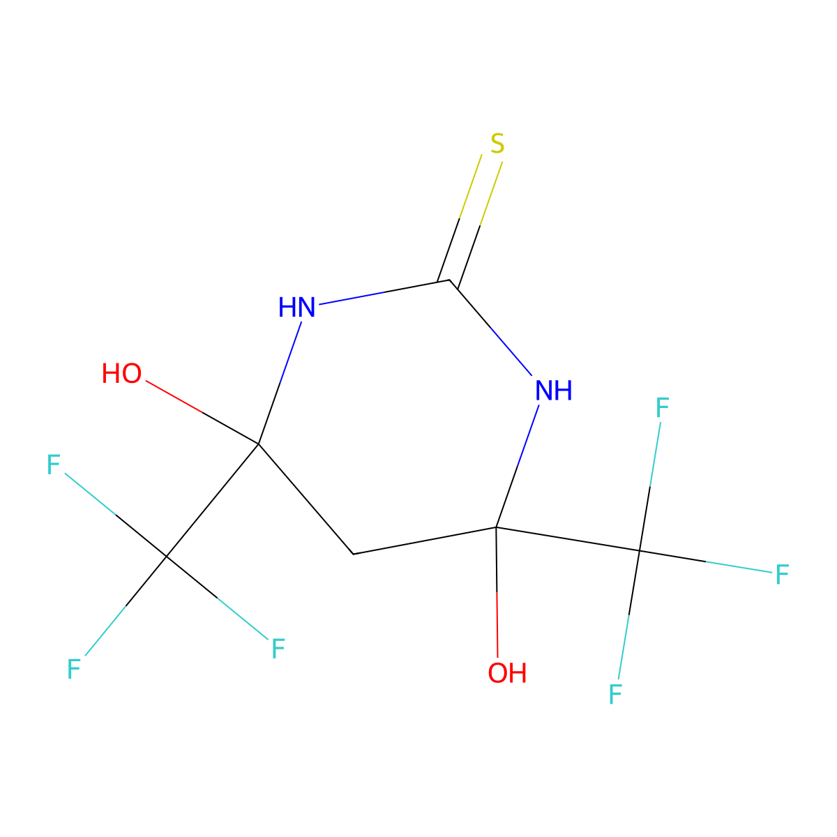 4,6-Bis(hydroxy)-4.6-bis(trifluoromethyl)tetrahydropyrimidine-2-thione molecular structure, CAS 1820712-27-3