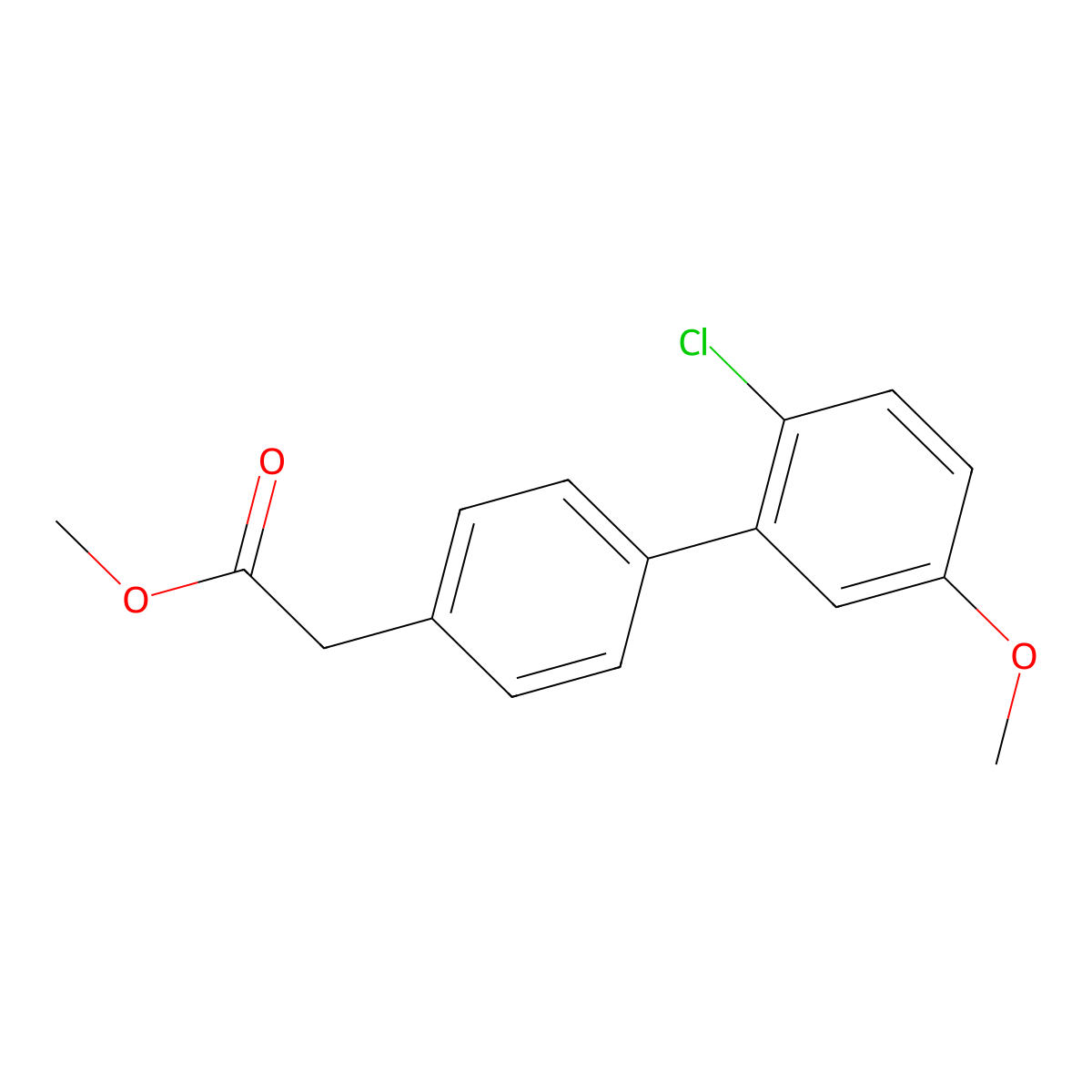 Methyl 2-[4-(2-chloro-5-methoxyphenyl)phenyl]acetate molecular structure, CAS 1820712-45-5