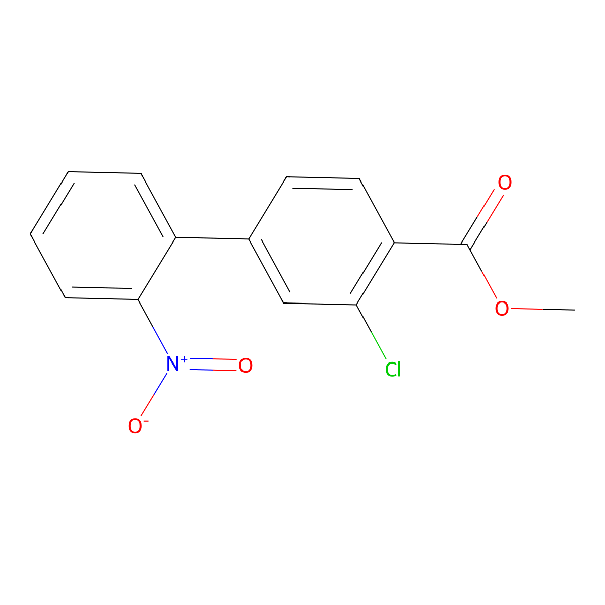 Methyl 2-chloro-4-(2-nitrophenyl)benzoate molecular structure, CAS 1820712-62-6
