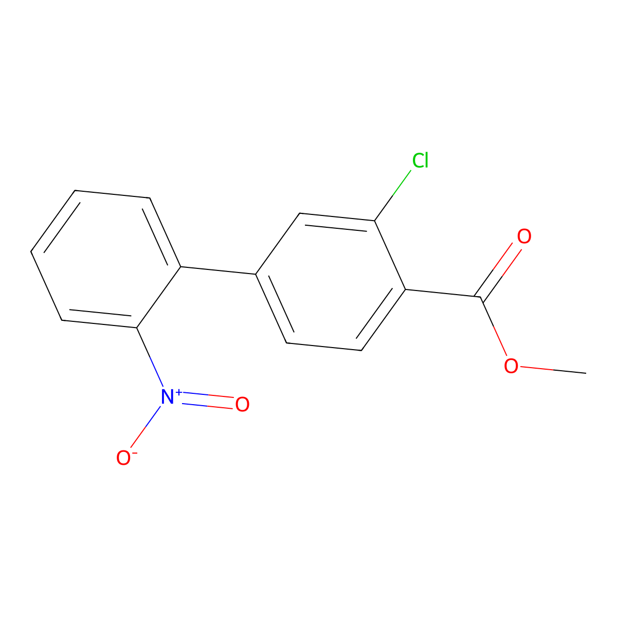 Methyl 2-chloro-4-(2-nitrophenyl)benzoate molecular structure, CAS 1820712-62-6