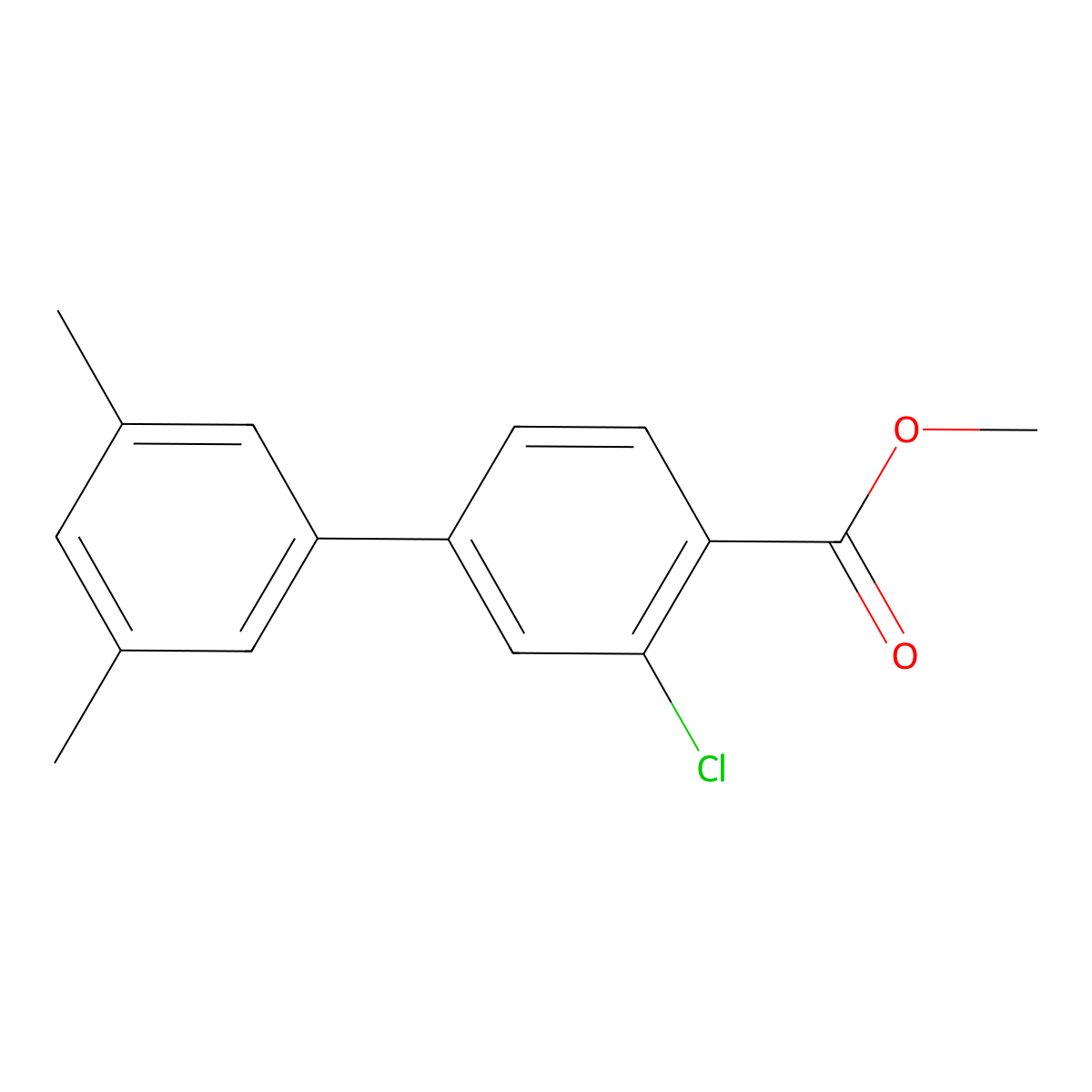 Methyl 2-chloro-4-(3,5-dimethylphenyl)benzoate molecular structure, CAS 1820712-70-6