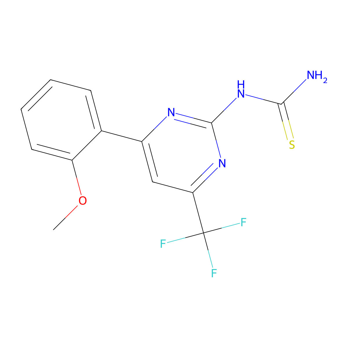 6-(2-Methoxyphenyl)-2-thioureido-4-(trifluoromethyl)pyrimidine molecular structure, CAS 1820712-72-8