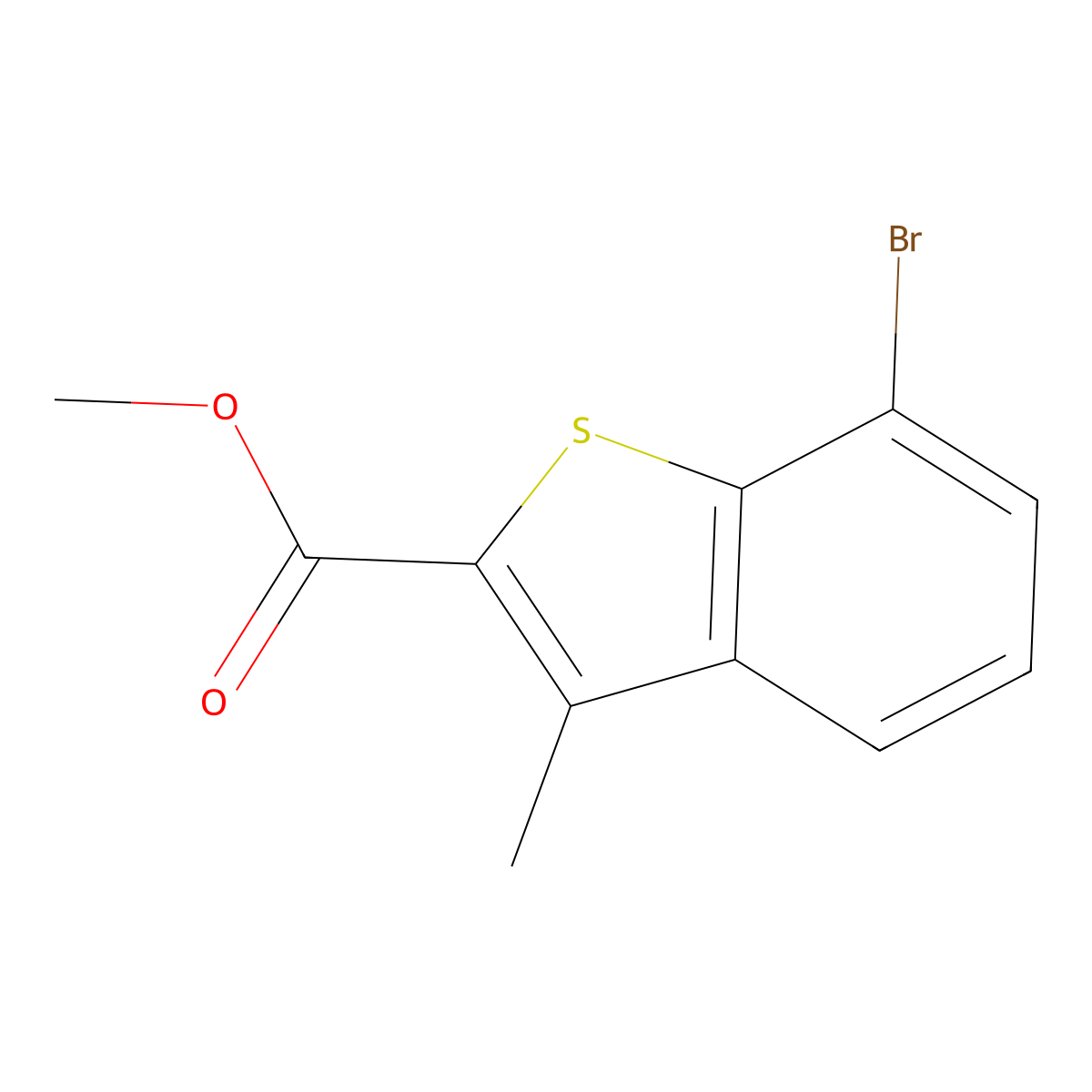 Methyl 7-bromo-3-methyl-1-benzothiophene-2-carboxylate molecular structure, CAS 1820715-77-2