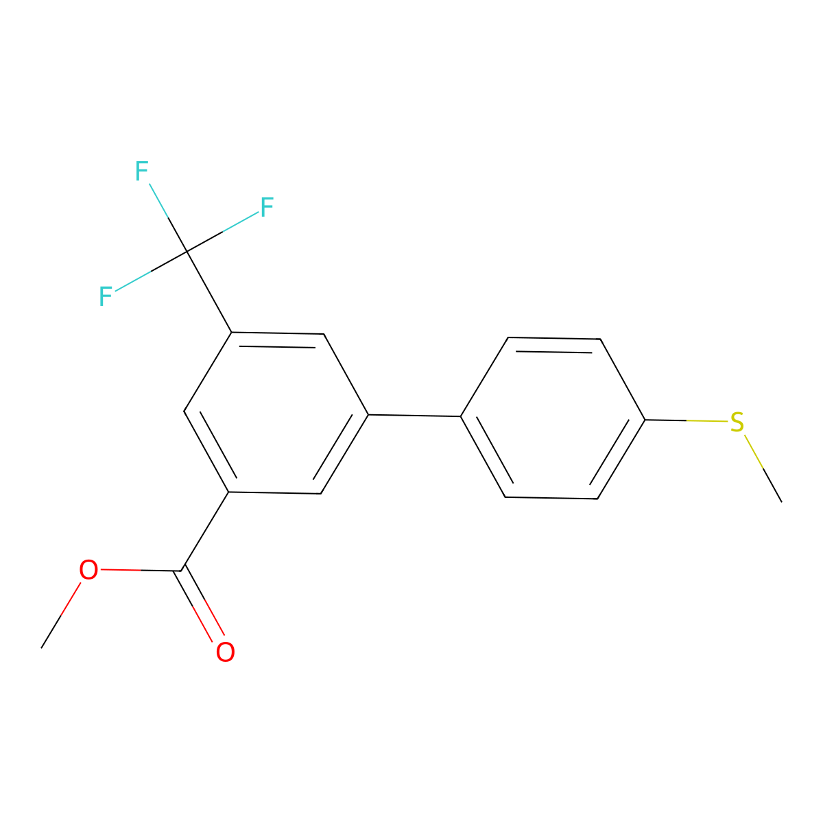 Methyl 3-[4-(methylsulfanyl)phenyl]-5-(trifluoromethyl)benzoate molecular structure, CAS 1820716-50-4