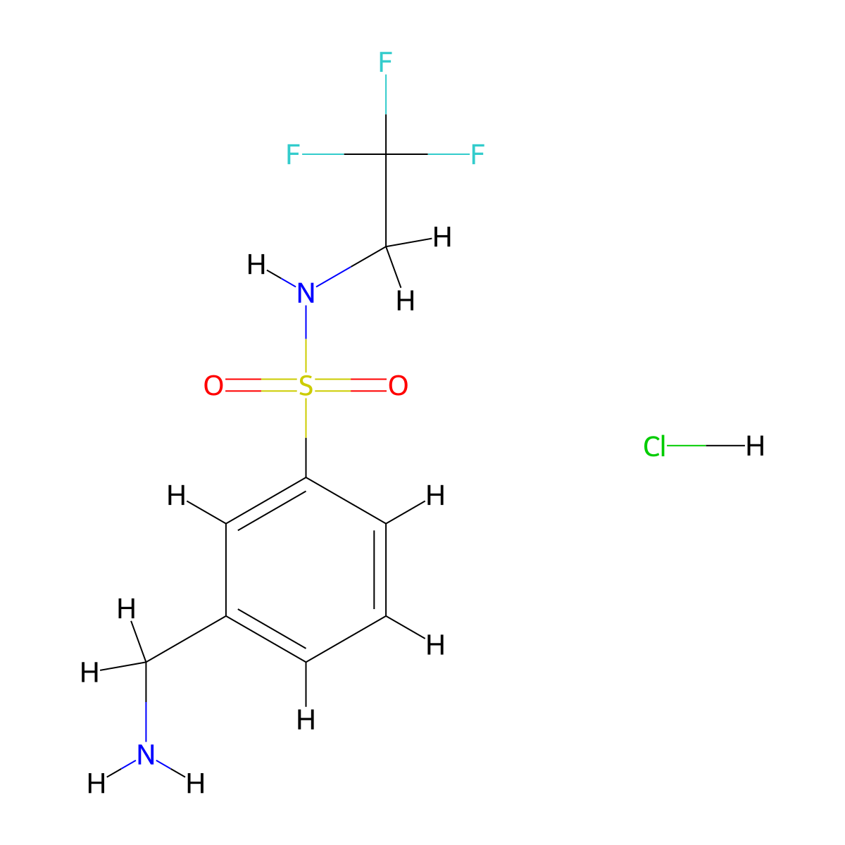 3-(aminomethyl)-N-(2,2,2-trifluoroethyl)benzene-1-sulfonamide hydrochloride molecular structure, CAS 1820716-71-9