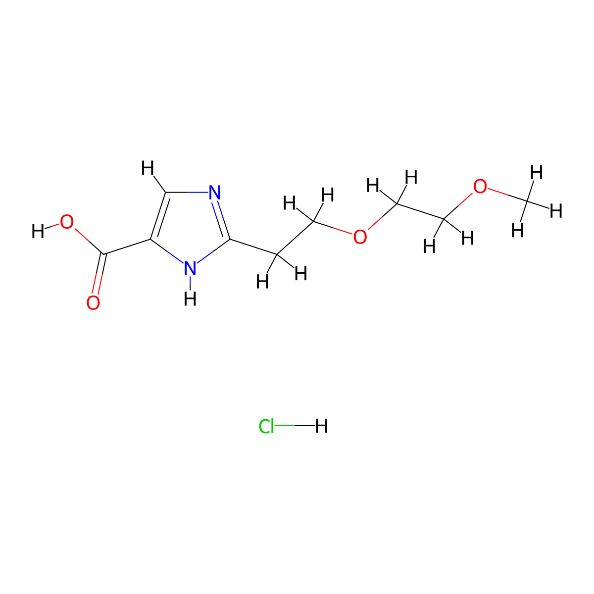 2-[2-(2-methoxyethoxy)ethyl]-1H-imidazole-4-carboxylic acid hydrochloride molecular structure, CAS 1820716-72-0