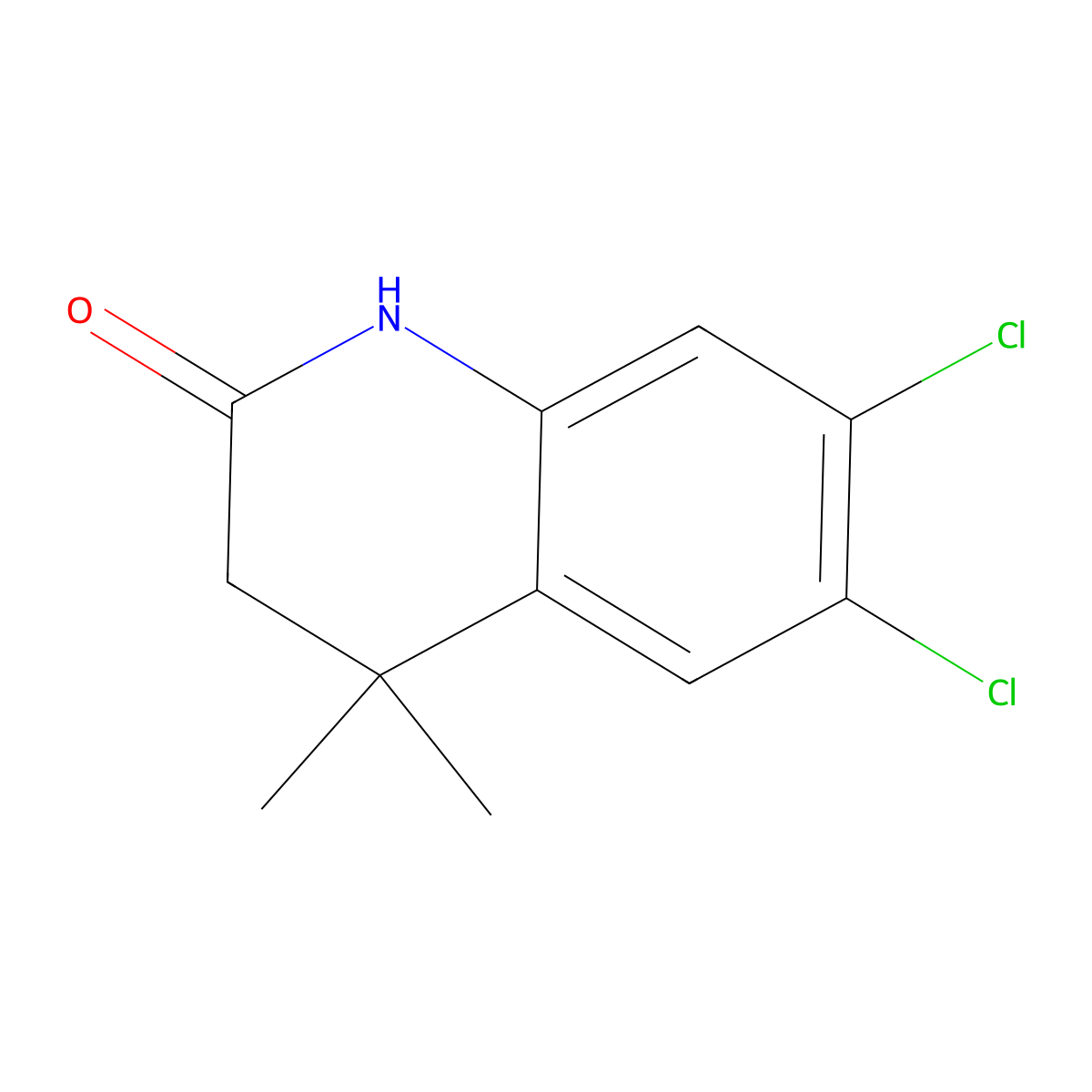 6,7-Dichloro-4,4-dimethyl-3,4-dihydroquinolin-2(1H)-one molecular structure, CAS 1820716-76-4