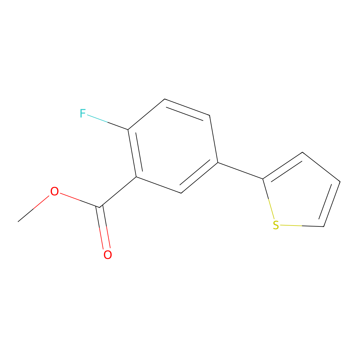 Methyl 2-fluoro-5-(thiophen-2-YL)benzoate molecular structure, CAS 1820716-85-5