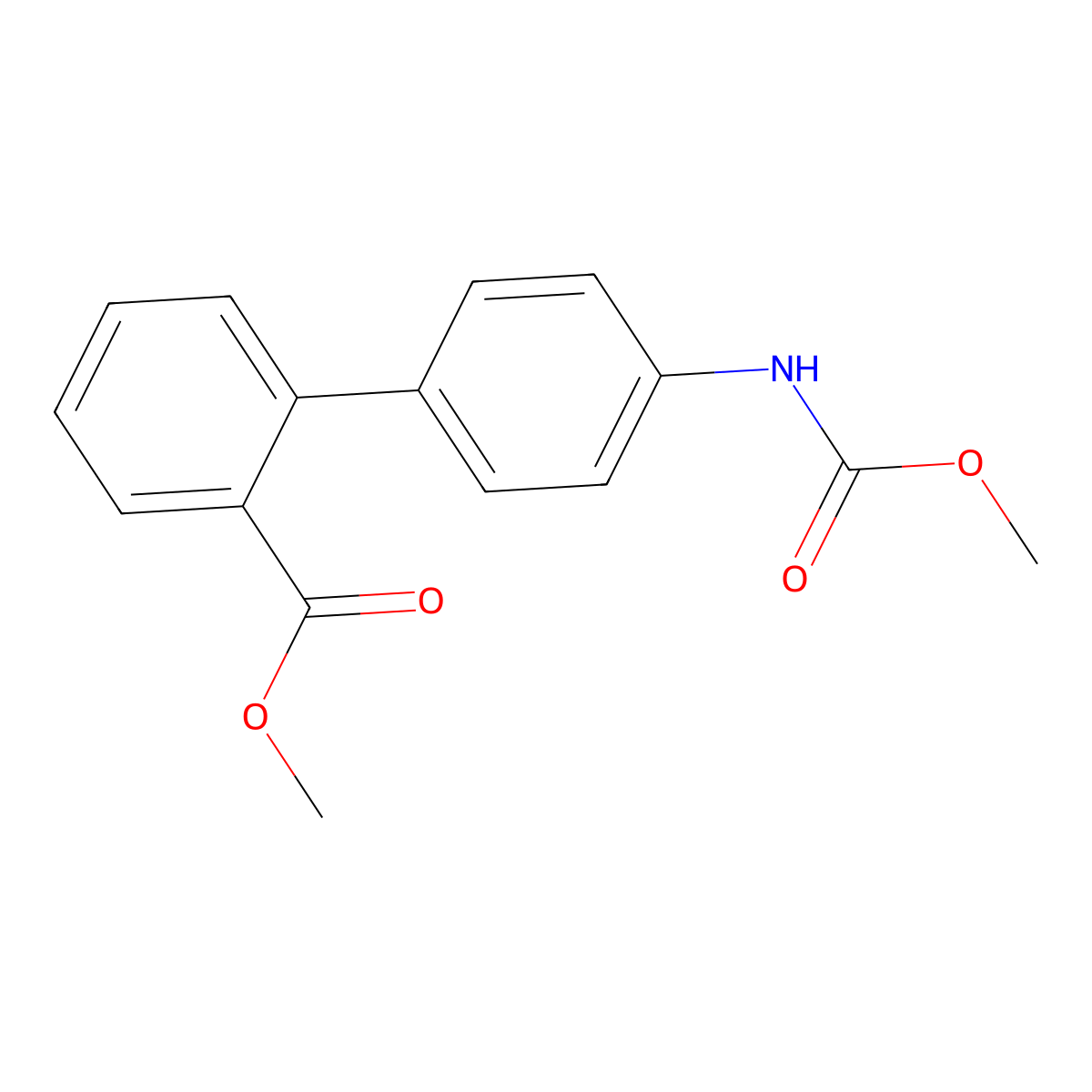 Methyl 2-{4-[(methoxycarbonyl)amino]phenyl}benzoate molecular structure, CAS 1820716-94-6