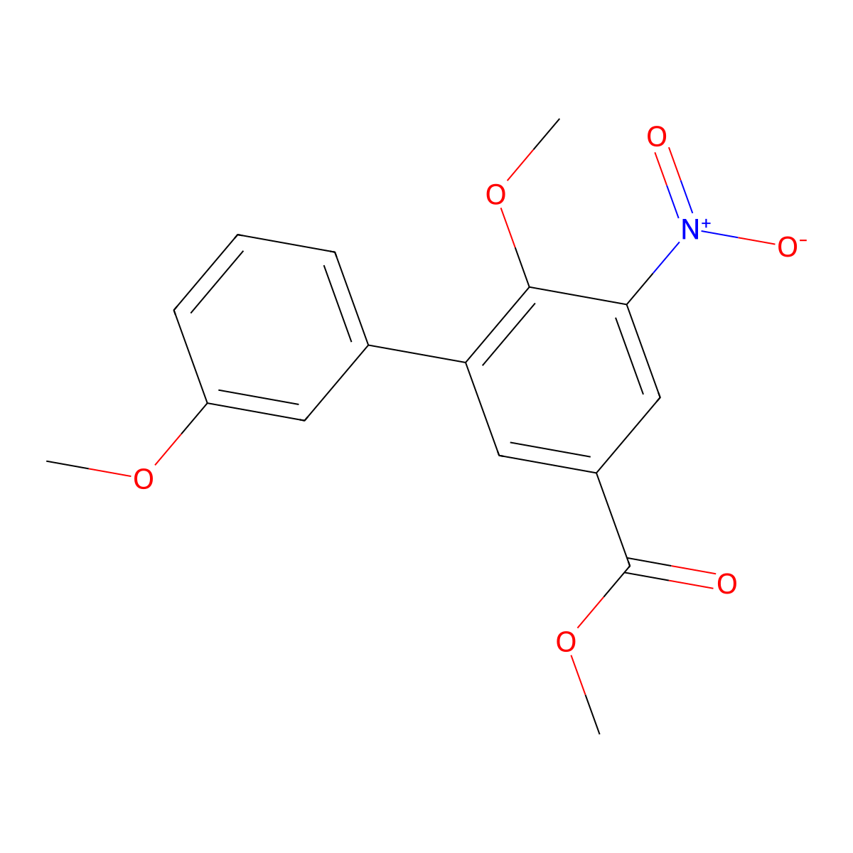 Methyl 4-methoxy-3-(3-methoxyphenyl)-5-nitrobenzoate molecular structure, CAS 1820716-99-1