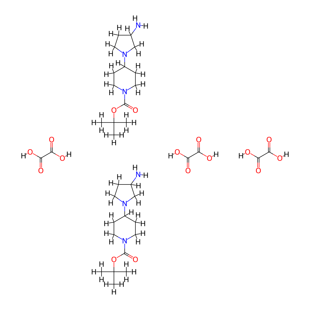 Tert-butyl 4-(3-aminopyrrolidin-1-yl)piperidine-1-carboxylate sesquioxalate molecular structure, CAS 1820717-14-3