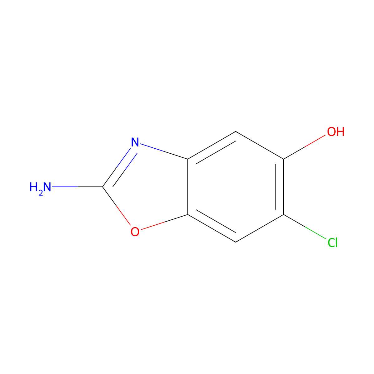 2-Amino-6-chloro-1,3-benzoxazol-5-OL molecular structure, CAS 1820717-24-5