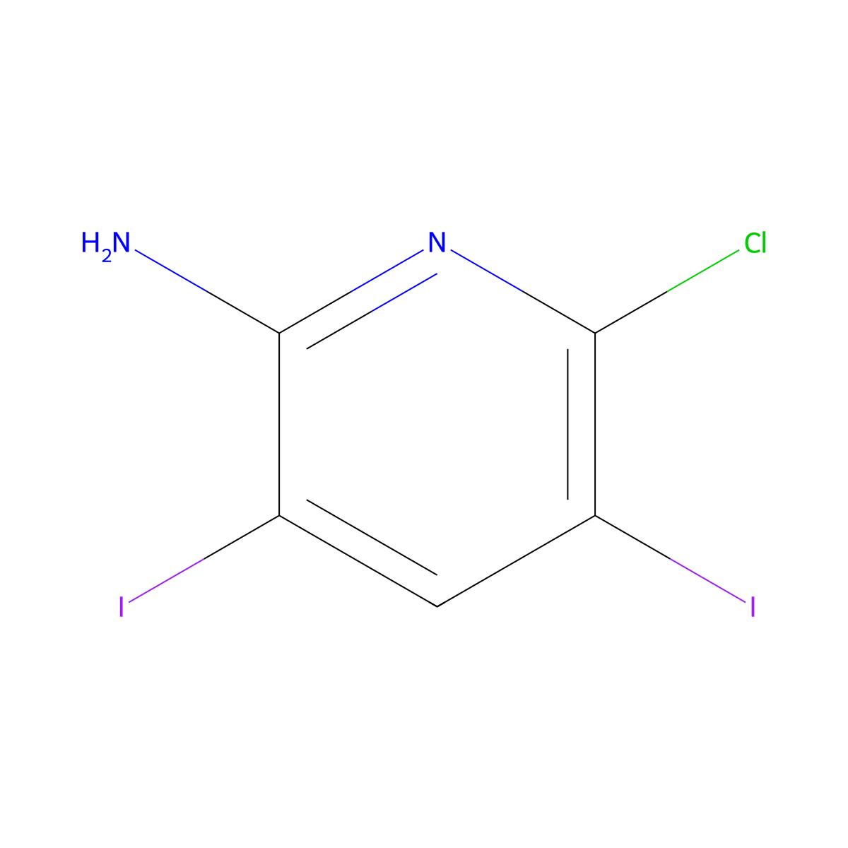 6-Chloro-3,5-diiodopyridin-2-amine molecular structure, CAS 1820717-29-0