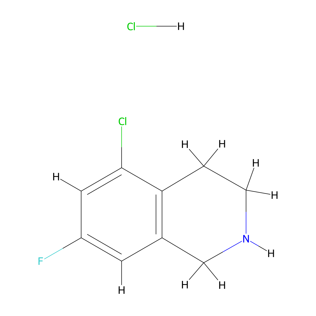 5-Chloro-7-fluoro-1,2,3,4-tetrahydroisoquinoline hydrochloride molecular structure, CAS 1820717-39-2
