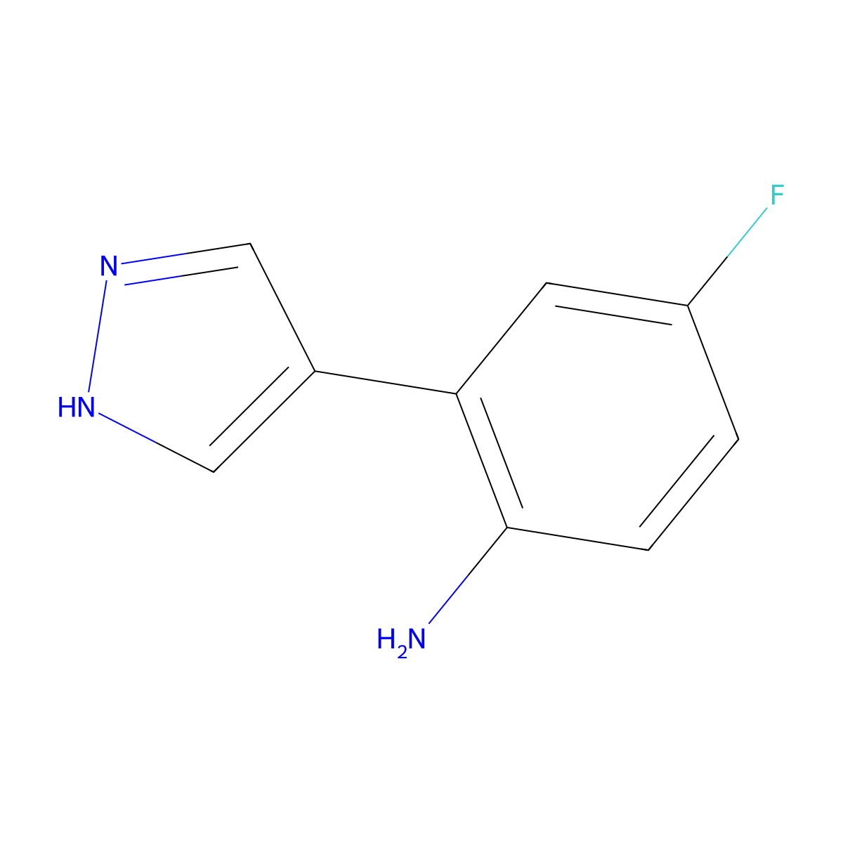4-Fluoro-2-(1H-pyrazol-4-YL)aniline molecular structure, CAS 1820717-55-2
