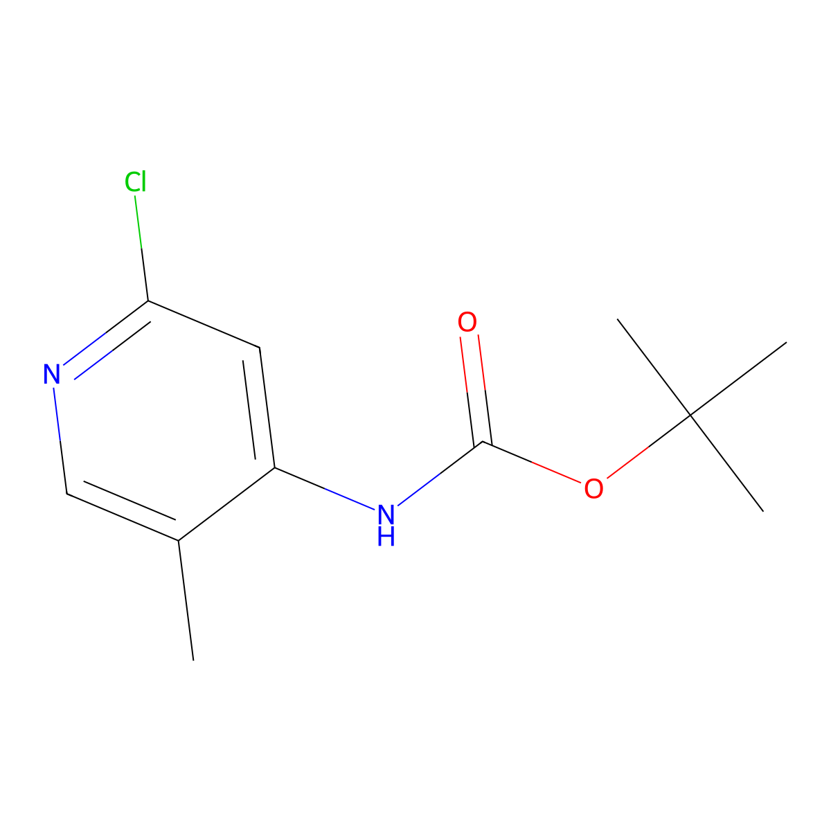 tert-Butyl 2-chloro-5-methylpyridin-4-ylcarbamate molecular structure, CAS 1820717-60-9