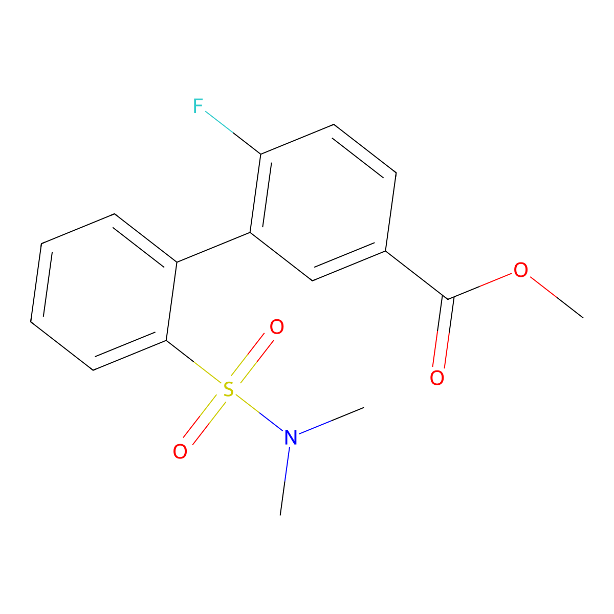 Methyl 3-[2-(dimethylsulfamoyl)phenyl]-4-fluorobenzoate molecular structure, CAS 1820717-72-3