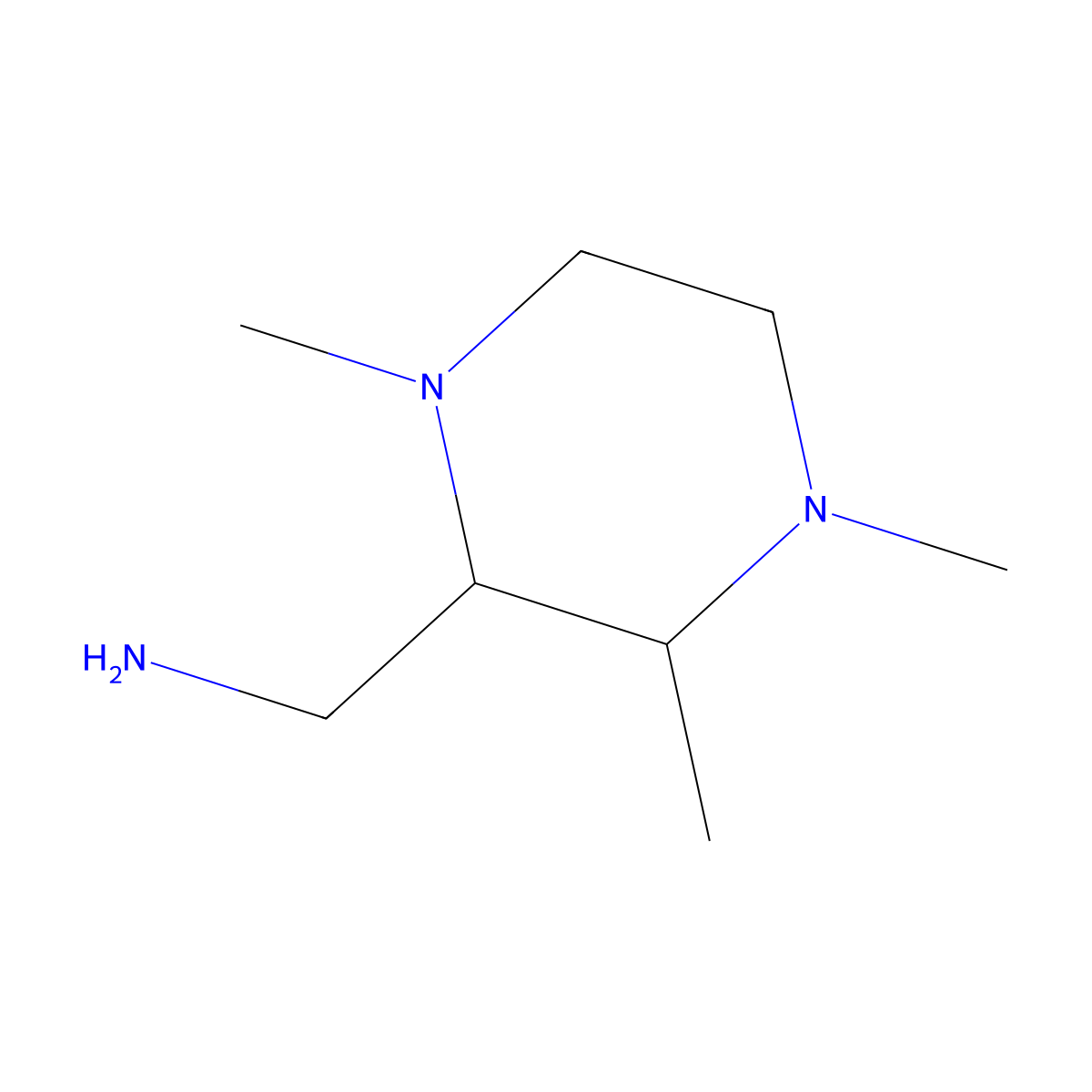 (1,3,4-Trimethylpiperazin-2-yl)methanamine molecular structure, CAS 1820717-74-5