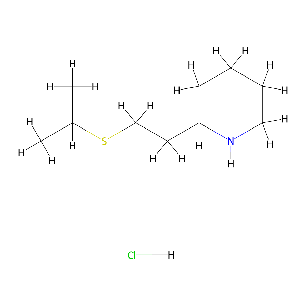 2-[2-(Propan-2-ylsulfanyl)ethyl]piperidine hydrochloride molecular structure, CAS 1820718-02-2