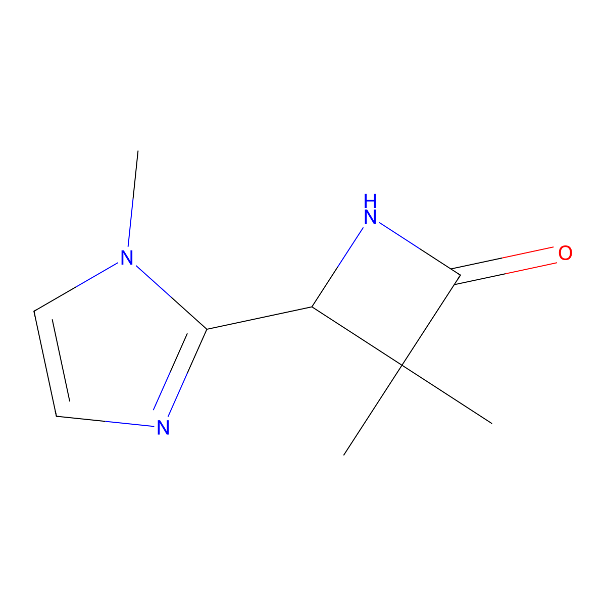 3,3-dimethyl-4-(1-methyl-1H-imidazol-2-yl)azetidin-2-one molecular structure, CAS 1820718-10-2