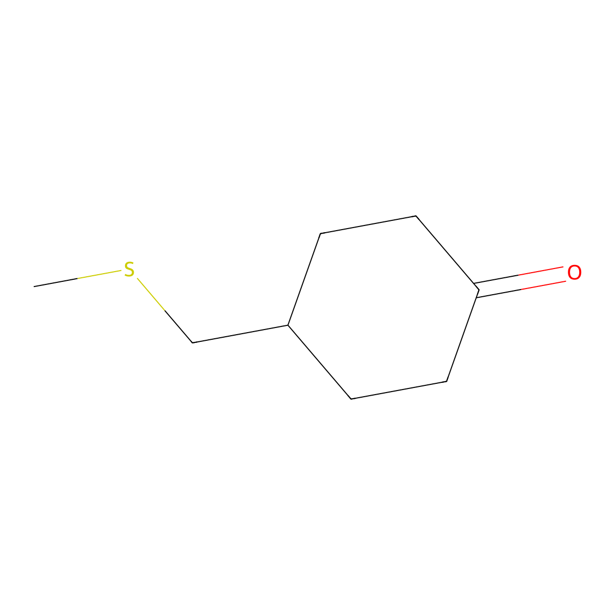 4-[(Methylsulfanyl)methyl]cyclohexan-1-one molecular structure, CAS 1820718-23-7