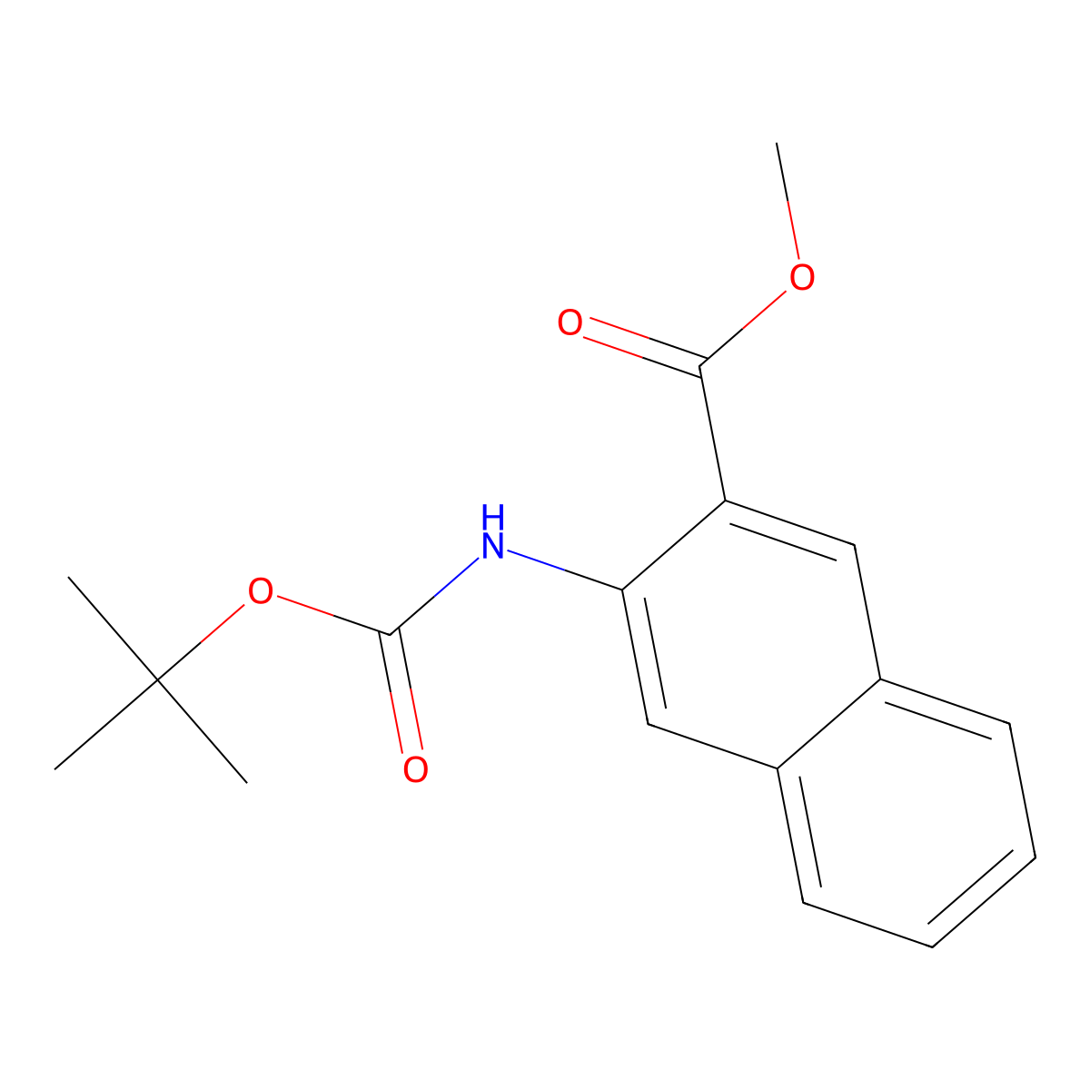 Methyl 3-{[(tert-butoxy)carbonyl]amino}naphthalene-2-carboxylate molecular structure, CAS 1820718-63-5