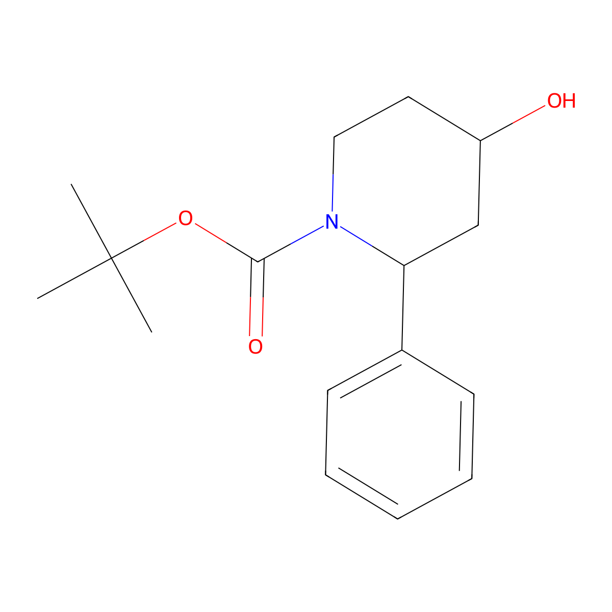Tert-butyl 4-hydroxy-2-phenylpiperidine-1-carboxylate molecular structure, CAS 1820718-64-6