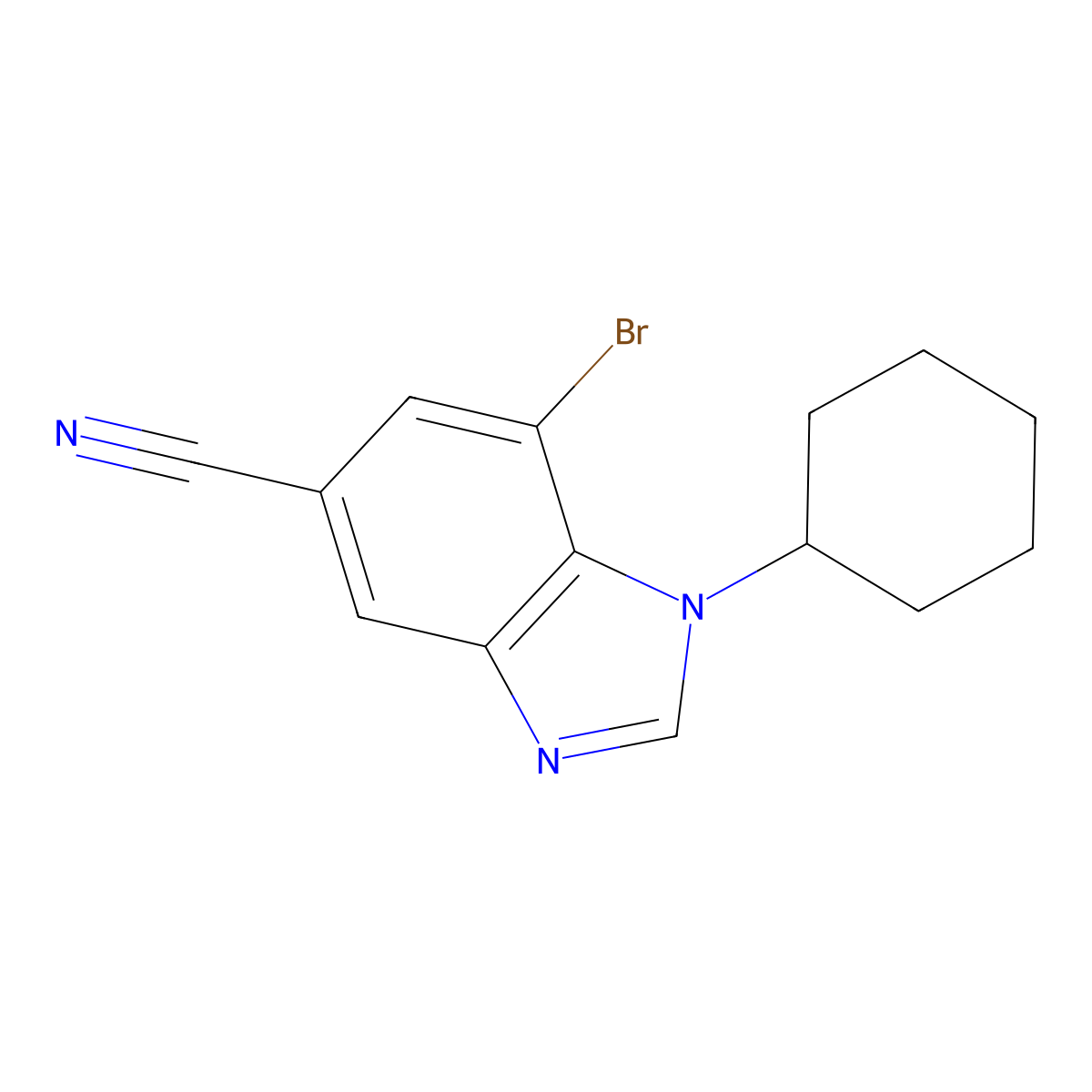 7-Bromo-1-cyclohexyl-1,3-benzodiazole-5-carbonitrile molecular structure, CAS 1820718-67-9
