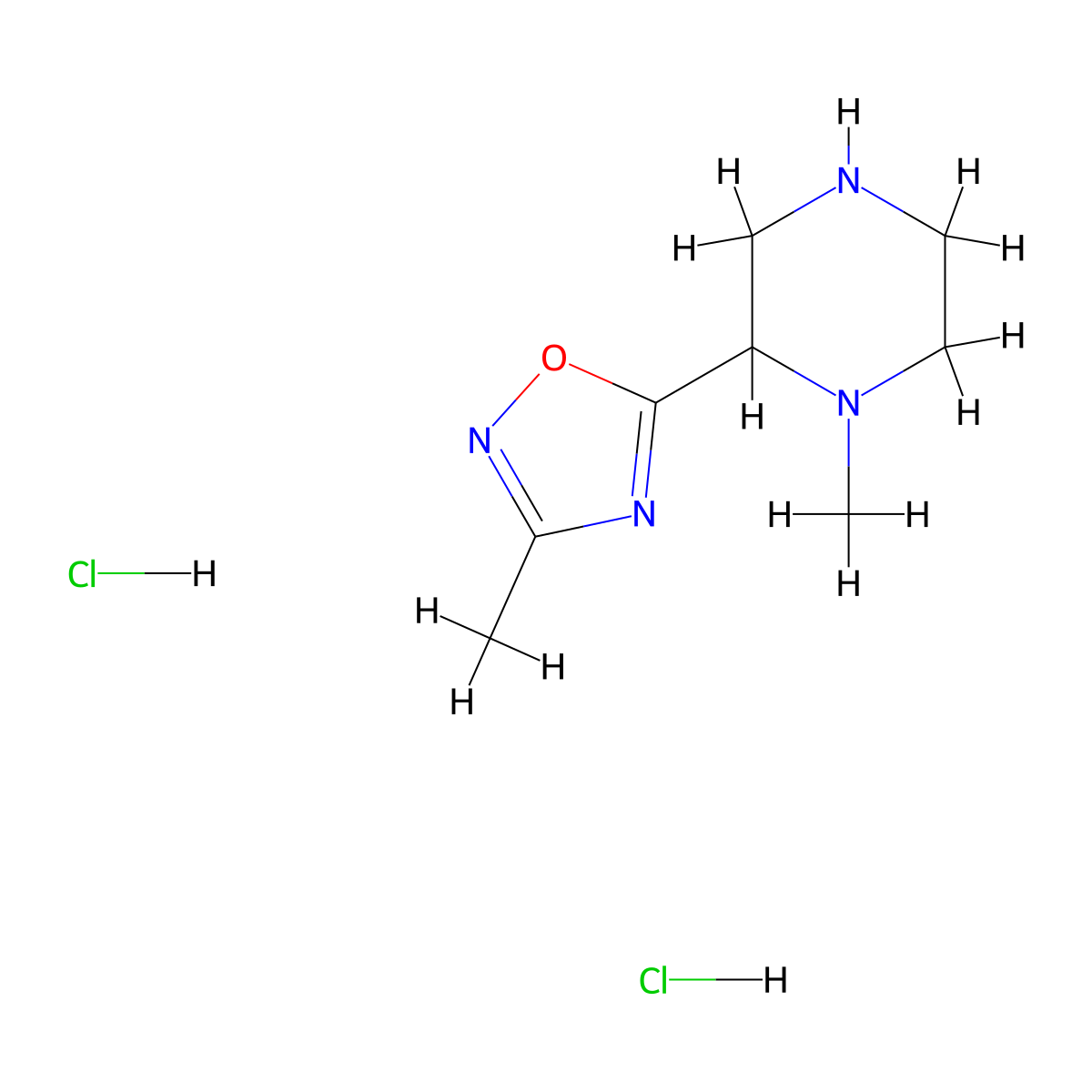 1-Methyl-2-(3-methyl-1,2,4-oxadiazol-5-yl)piperazine dihydrochloride molecular structure, CAS 1820718-72-6