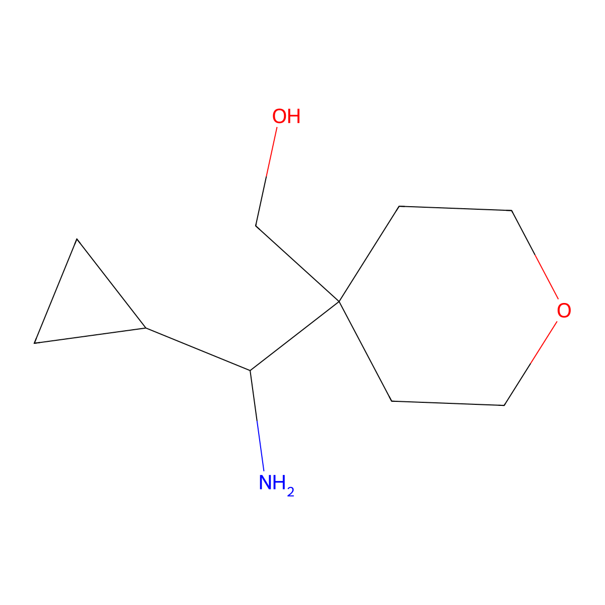 {4-[Amino(cyclopropyl)methyl]oxan-4-yl}methanol molecular structure, CAS 1820734-72-2