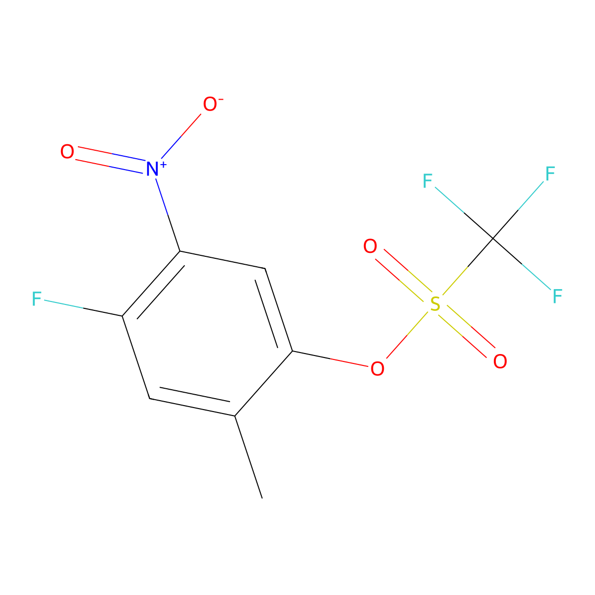 4-Fluoro-2-methyl-5-nitrophenyl trifluoromethanesulphonate molecular structure, CAS 1820734-74-4