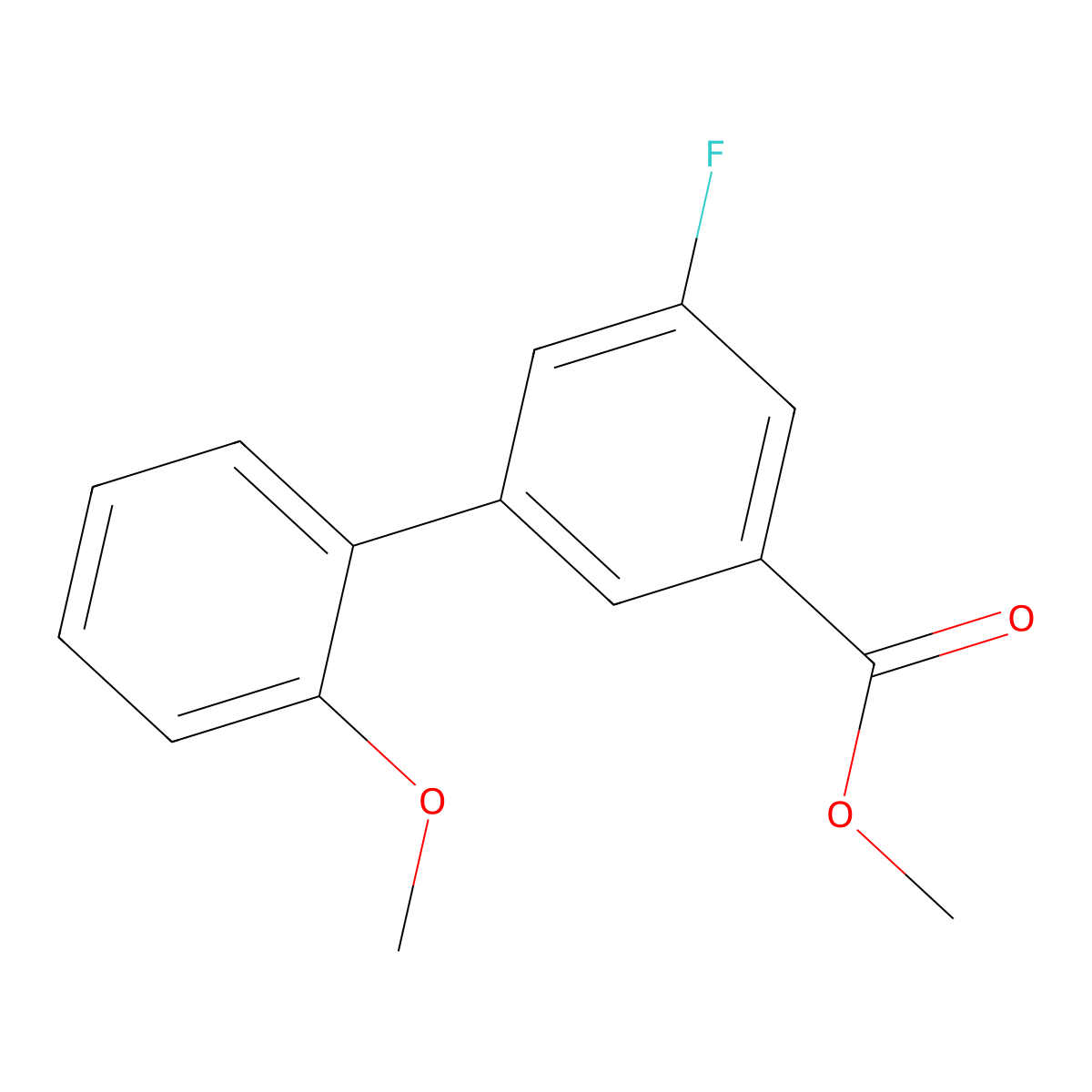 Methyl 3-fluoro-5-(2-methoxyphenyl)benzoate molecular structure, CAS 1820734-80-2