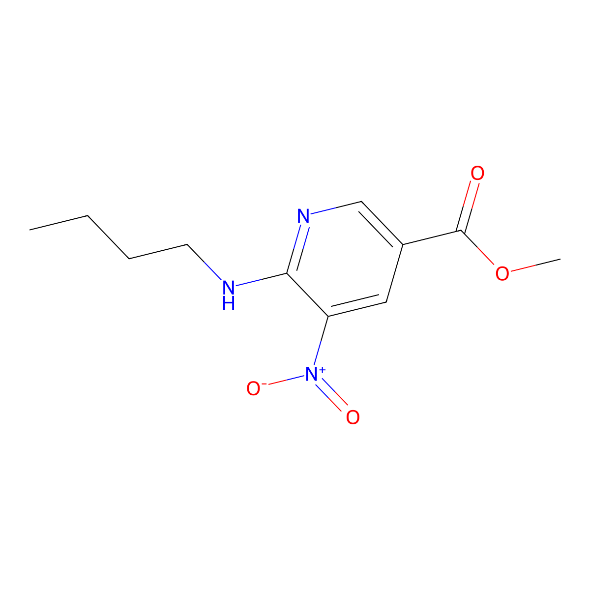 Methyl 6-(butylamino)-5-nitropyridine-3-carboxylate molecular structure, CAS 1820735-46-3