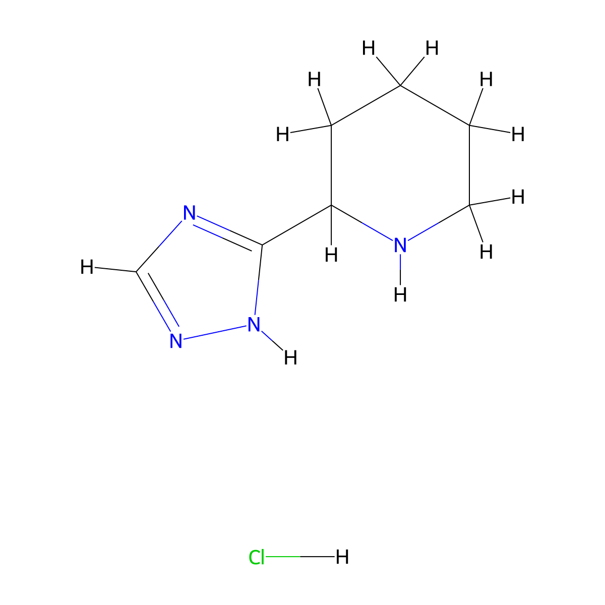 2-(4H-1,2,4-triazol-3-yl)piperidine hydrochloride molecular structure, CAS 1820735-50-9