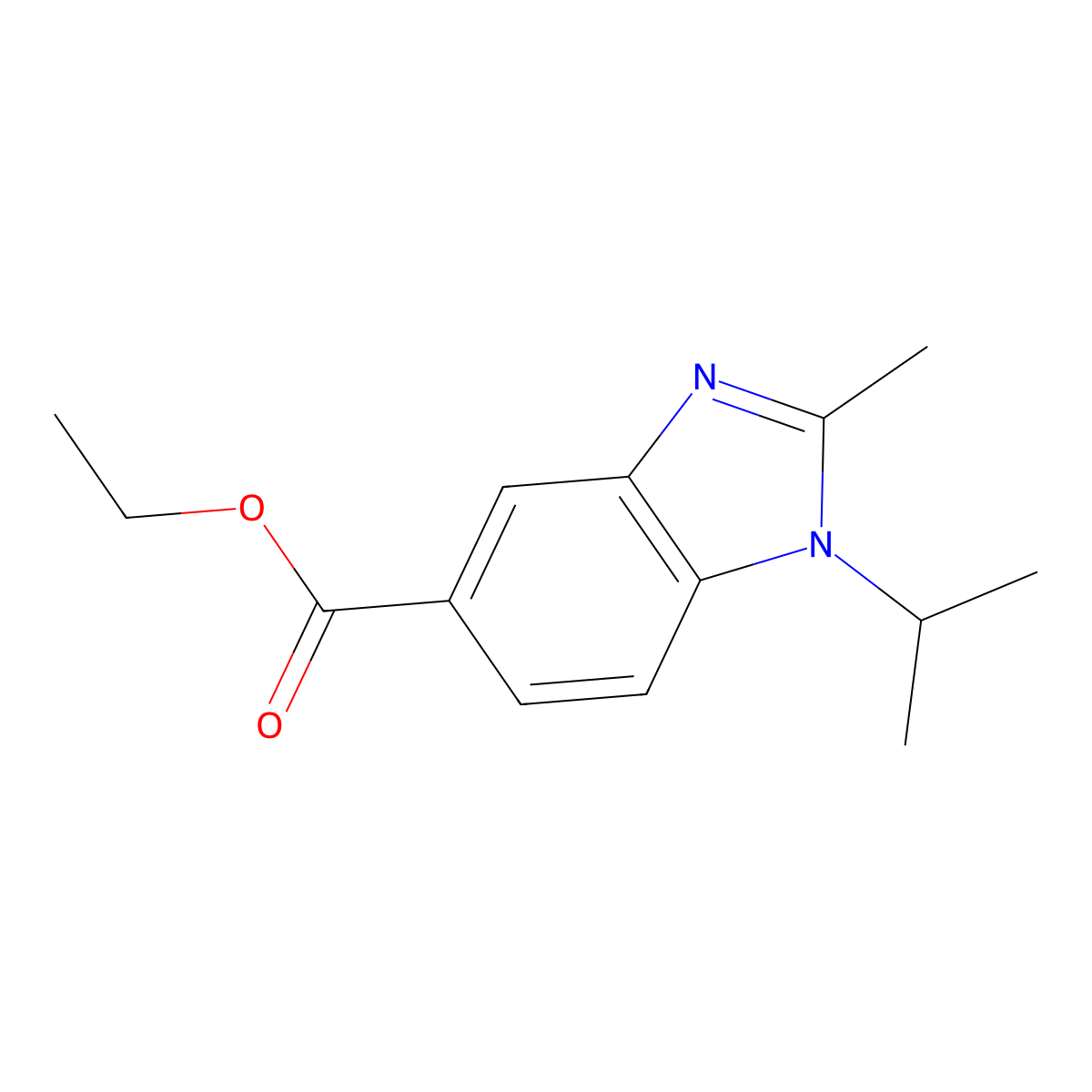 Ethyl 1-isopropyl-2-methyl-1,3-benzodiazole-5-carboxylate molecular structure, CAS 1820735-87-2