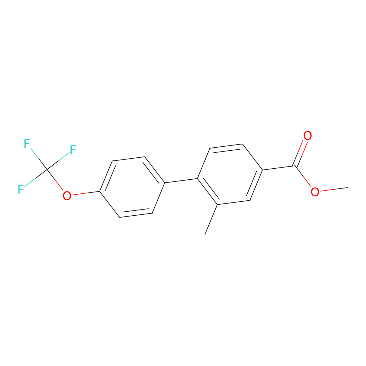 Methyl 3-methyl-4-[4-(trifluoromethoxy)phenyl]benzoate molecular structure, CAS 1820735-90-7