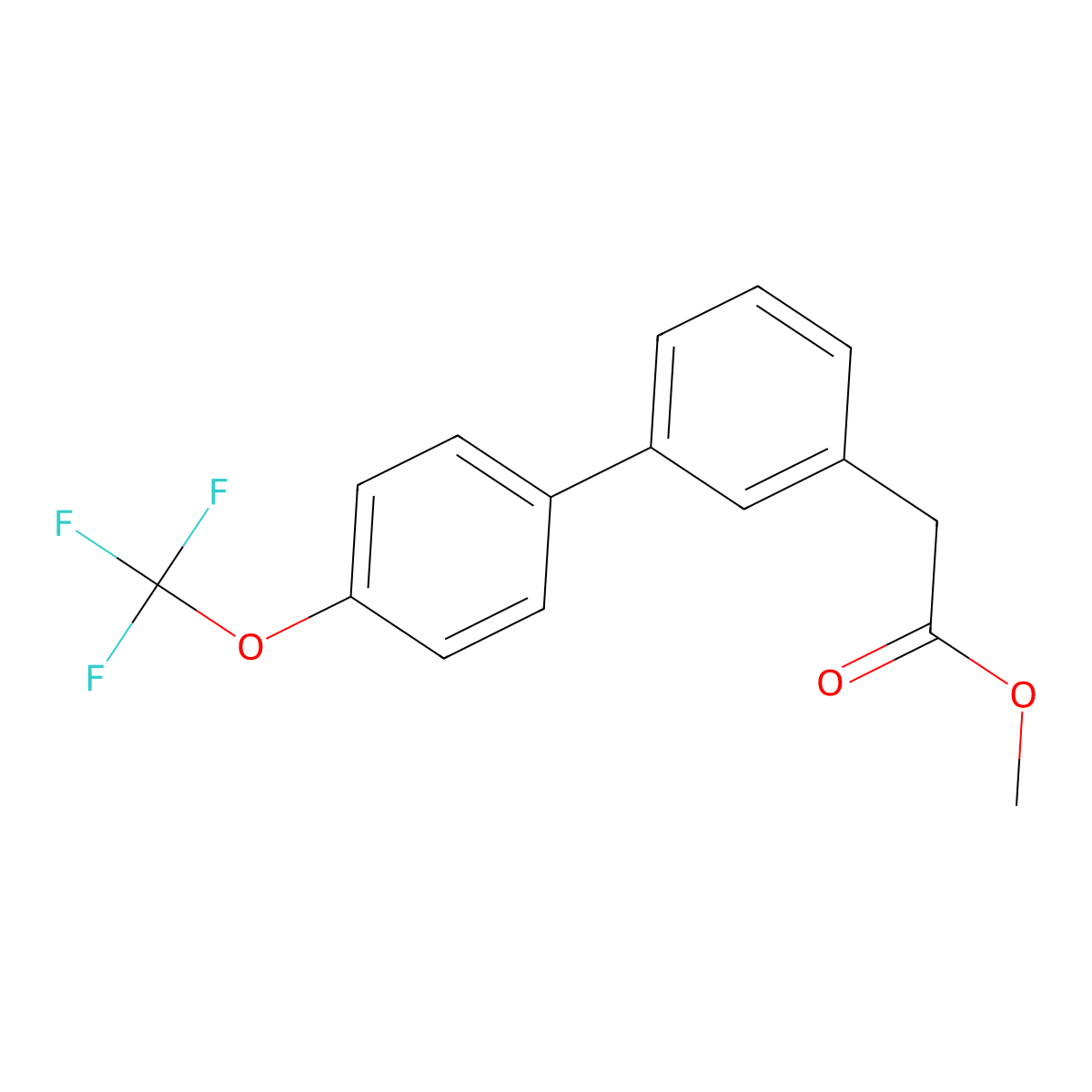 Methyl 2-{3-[4-(trifluoromethoxy)phenyl]phenyl}acetate molecular structure, CAS 1820735-92-9