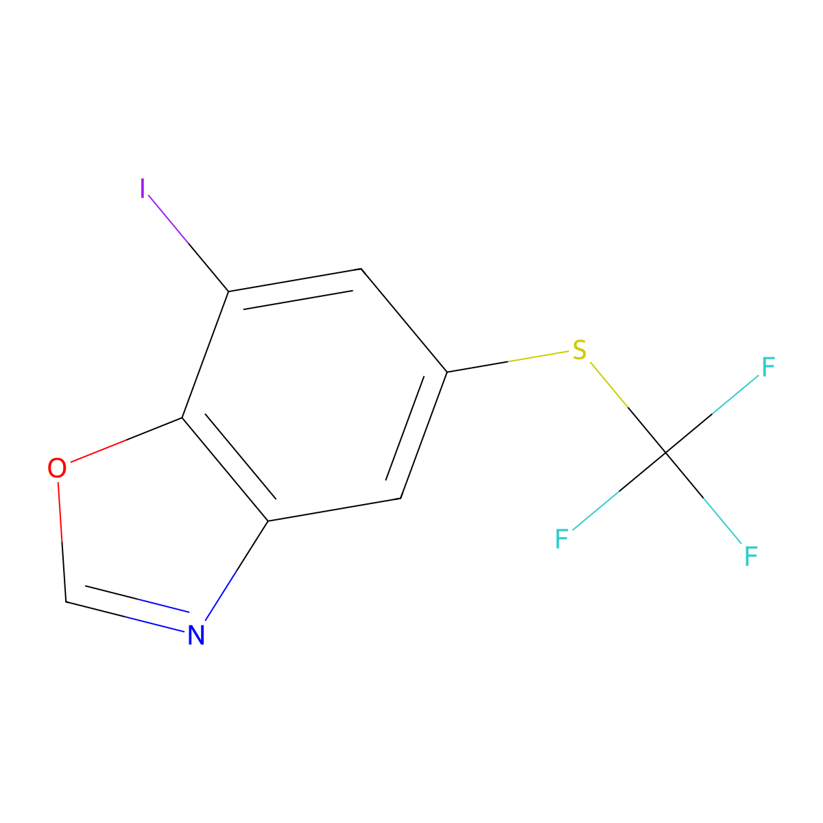 7-Iodo-5-[(trifluoromethyl)thio]-1,3-benzoxazole molecular structure, CAS 1820736-27-3