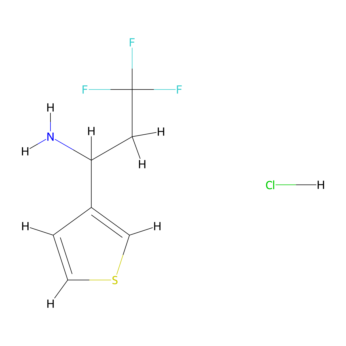 3,3,3-Trifluoro-1-(thiophen-3-yl)propan-1-amine hydrochloride molecular structure, CAS 1820736-32-0