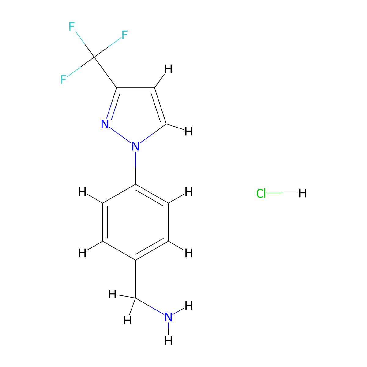 1-{4-[3-(Trifluoromethyl)-1H-pyrazol-1-yl]phenyl}methanamine hydrochloride molecular structure, CAS 1820736-42-2