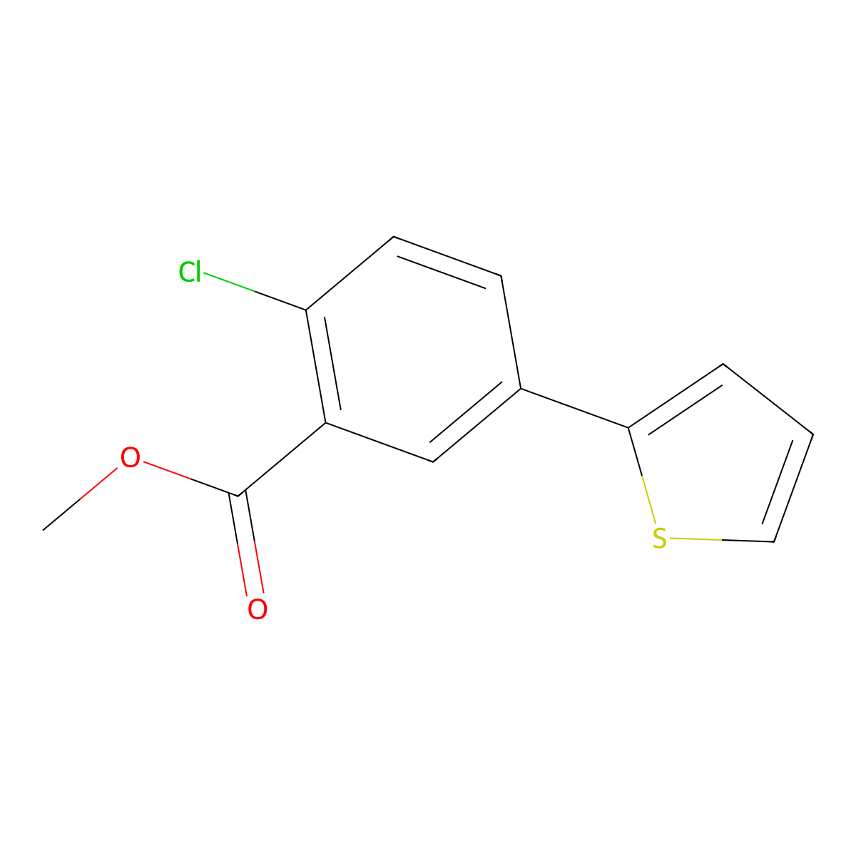 Methyl 2-chloro-5-(thiophen-2-YL)benzoate molecular structure, CAS 1820736-47-7